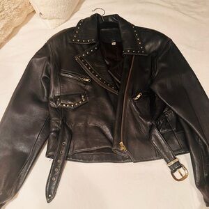 Studded Black REAL  Leather Jacket